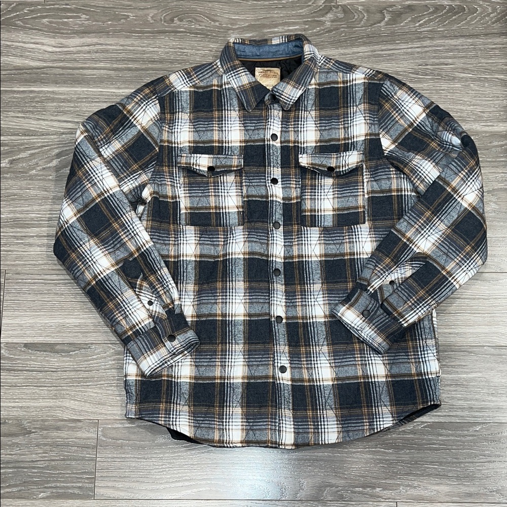 Men's Casual Plaid Button Down Shirt - Charcoal and White
